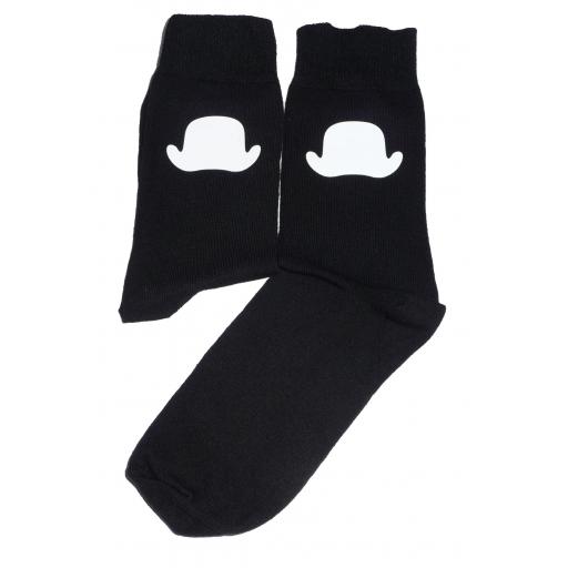 White Bowler Hat Socks, Great Novelty Gift Socks Luxury Cotton Novelty Socks Adult size UK 6-12 Euro 39-49