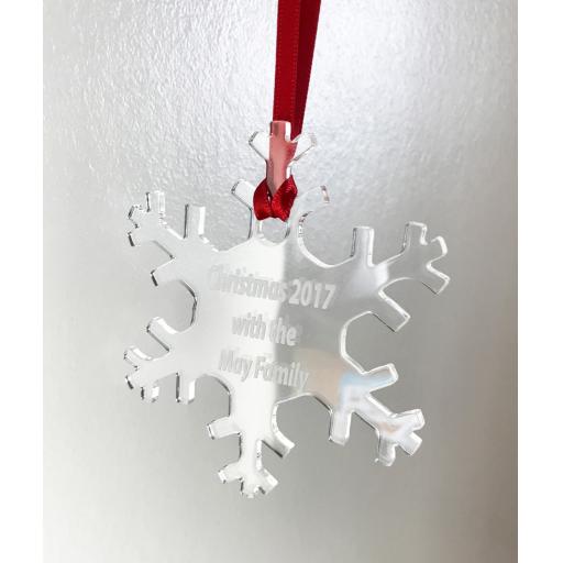 Clear Acrylic Hanging Snowflake - Christmas Tree / Home Decor- Free Personal