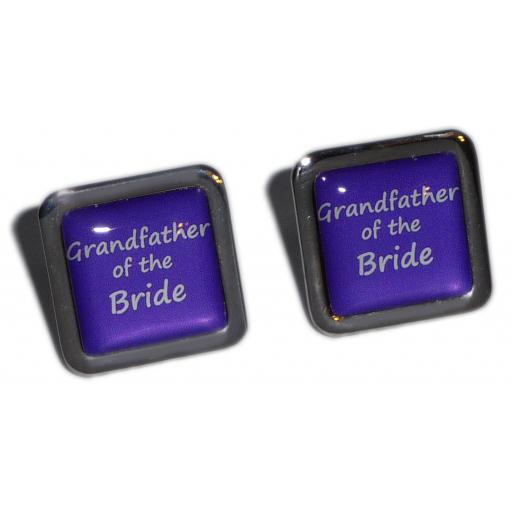 Grandfather of the Bride Purple Square Wedding Cufflinks