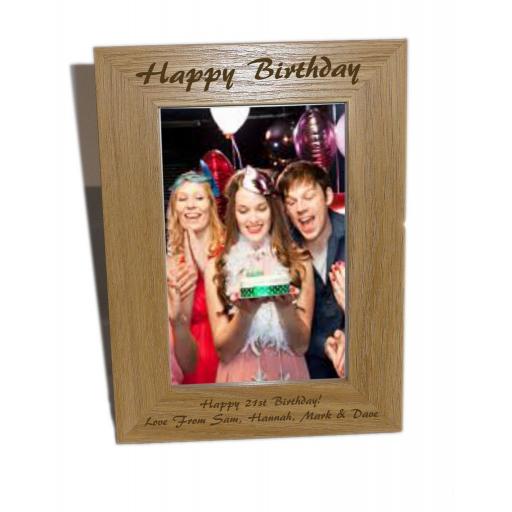 Happy Birthday Wooden Photo Frame 6x8 - Personalise This Frame - Free Engraving - Please email glamgifts50@yahoo co uk