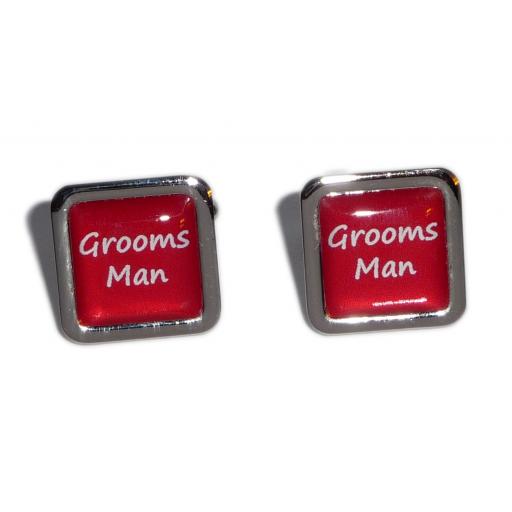 Grooms Son Red Square Wedding Cufflinks