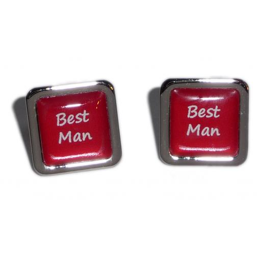Best Man Red Square Wedding Cufflinks
