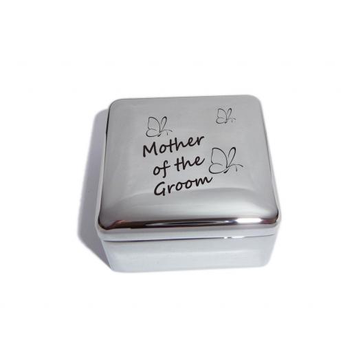Mother of the Groom Square Trinket Jewellery Box with Butterfly Design