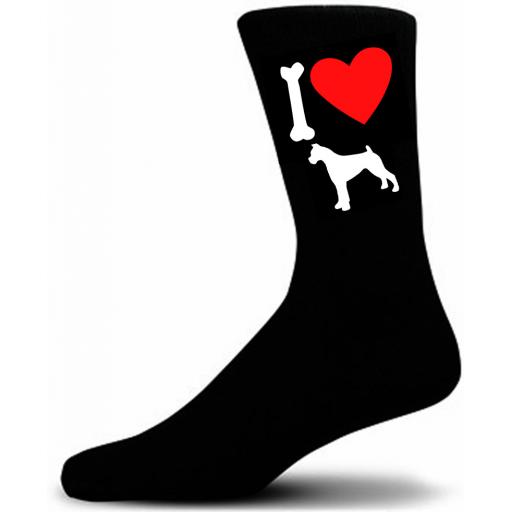 Mens Black Novelty Boxer Socks- I Love My Dog Socks Luxury Cotton Novelty Socks Adult size UK 5-12 Euro 39-49