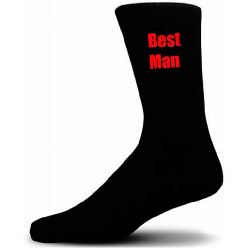 Black Wedding Socks with Red Best Man Title Adult size UK 6-12 Euro 39-49