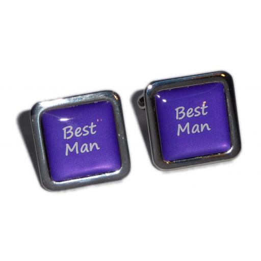Best Man Purple Square Wedding Cufflinks