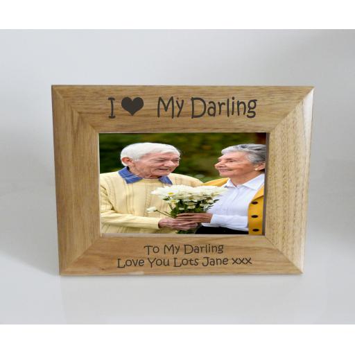 Darling Photo Frame 6 x 4 - I heart-Love My Darling 6 x 4 Photo Frame - Free Engraving