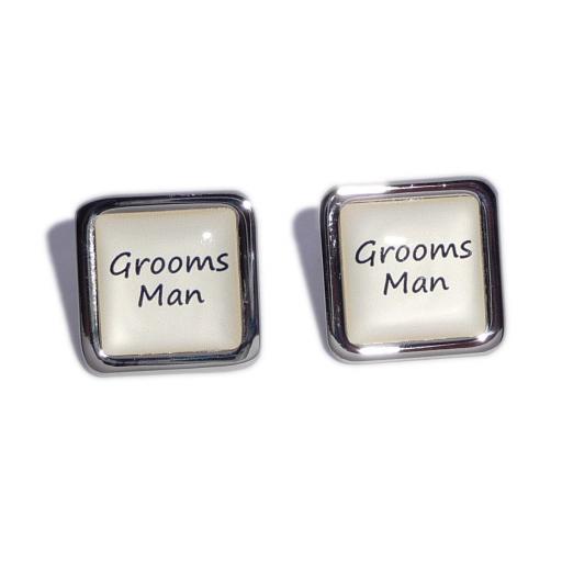 Grooms Man Ivory Square Wedding Cufflinks