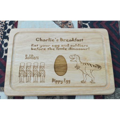 Breakfast Board - Personalised Dinosaur & Soldiers Breakfast Plate - Free Engraving