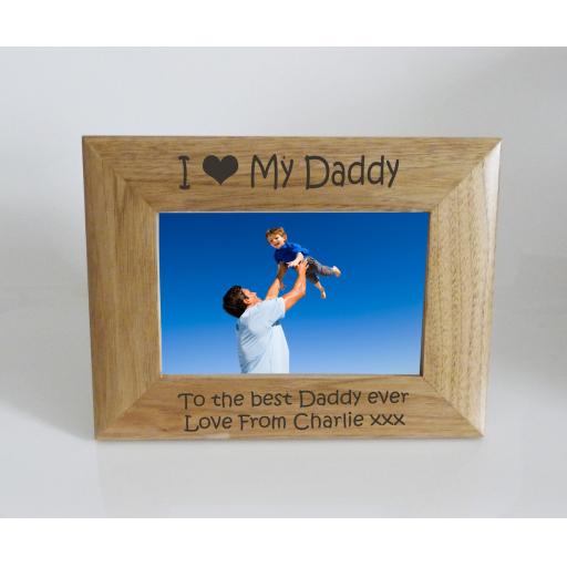 Daddy Photo Frame 7 x 5 - I heart-Love My Daddy 7 x 5 Photo Frame - Free Engraving