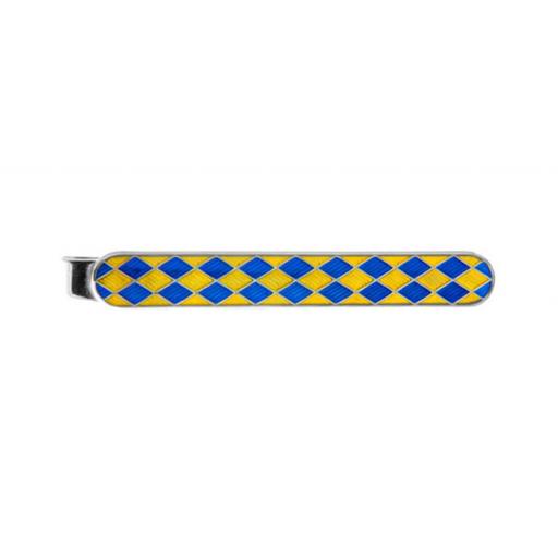 Blue/yellow diamond design - Rhodium plate Tie Slide A Great High Quality Product