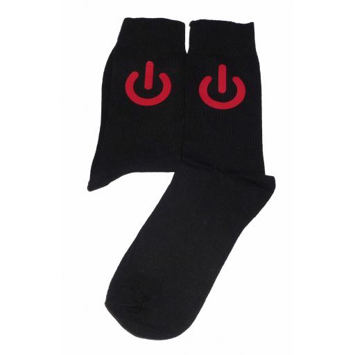 Red Power Symbol Socks - Great Novelty Gift Socks Luxury Cotton Novelty Socks Adult size UK 6-12 Euro 39-49