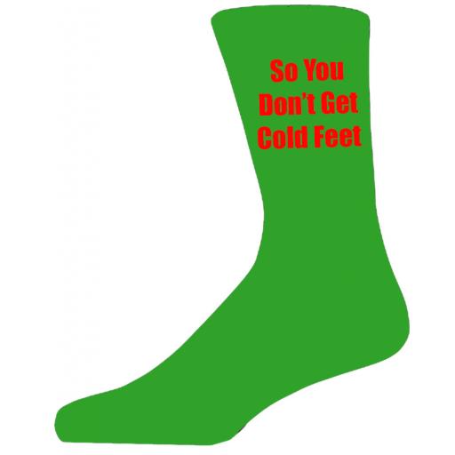 Green Wedding Socks with Red So You Don't Get Cold Feet Title Adult size UK 6-12 Euro 39-49
