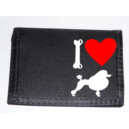 I Love Poodle Dogs on a Black Nylon Wallet, Stunning Birthday, Fathers Day or Christmas Gift