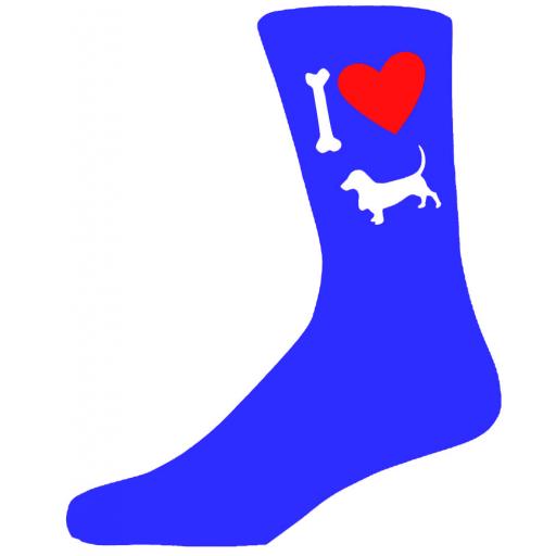 Blue Novelty Basset Hound Socks - I Love My Dog Socks