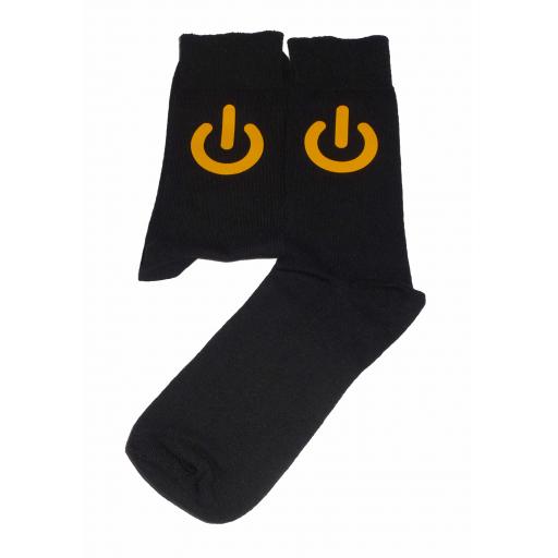 Yellow Power Symbol Socks - Great Novelty Gift Socks Luxury Cotton Novelty Socks Adult size UK 6-12 Euro 39-49