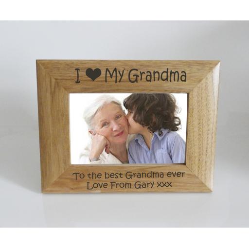 Grandma Photo Frame 6 x 4 - I heart-Love My Grandma 6 x 4 Photo Frame - Free Engraving