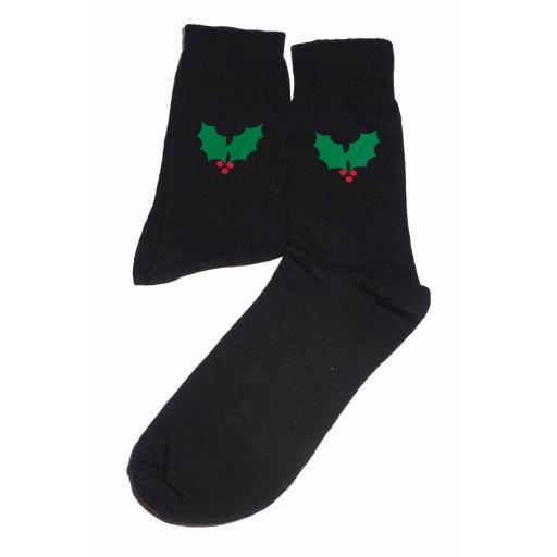 Festive Holly Socks - Perfect for Christmas, Great Novelty Gift Socks Luxury Cotton Novelty Socks Adult size UK 6-12 Euro 39-49