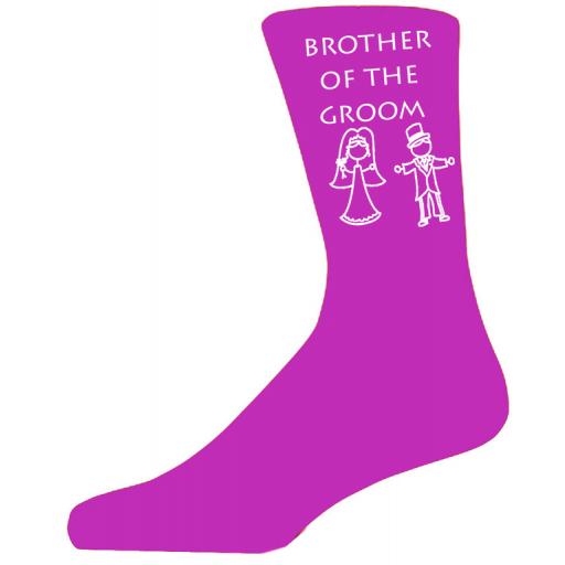 Hot Pink Bride & Groom Figure Wedding Socks - Brother of the Groom