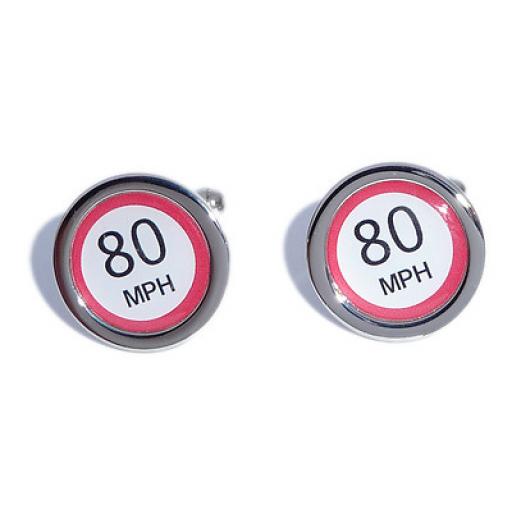 80 MPH Speed Sign cufflinks