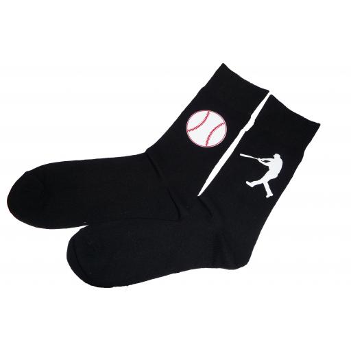 Base Ball and Batsman Socks, Great Novelty Gift Socks Luxury Cotton Novelty Socks Adult size UK 6-12 Euro 39-49