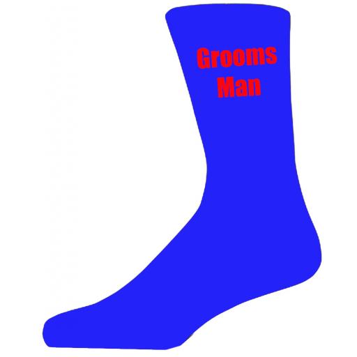 Blue Wedding Socks with Red Grooms Man Title Adult size UK 6-12 Euro 39-49