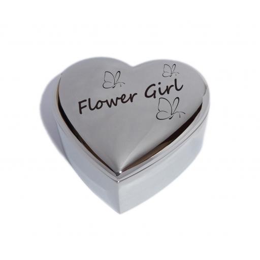 Flower Girl Heart Trinket Jewellery Box with Butterfly Design