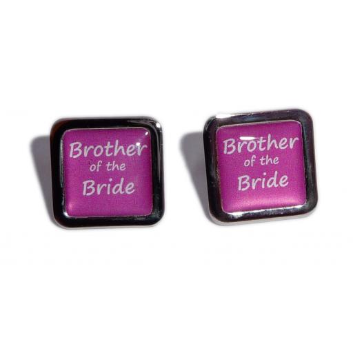 Brother of the Bride Hot Pink Square Wedding Cufflinks