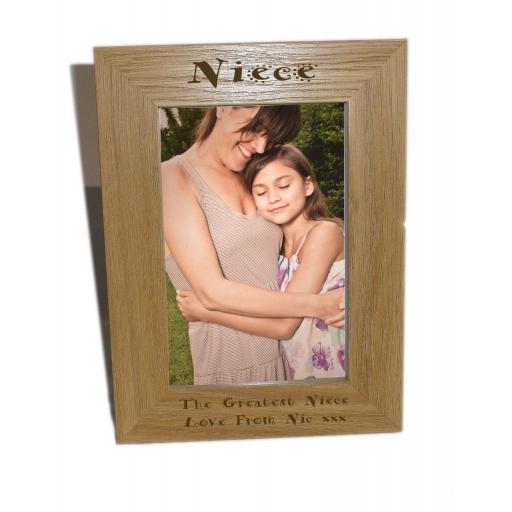 Niece Wooden Photo Frame 6x8 - Personalise This Frame - Free Engraving - Please email glamgifts50@yahoo co uk
