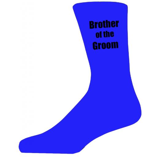 Blue Wedding Socks with Black Brother of the Groom Title Adult size UK 6-12 Euro 39-49