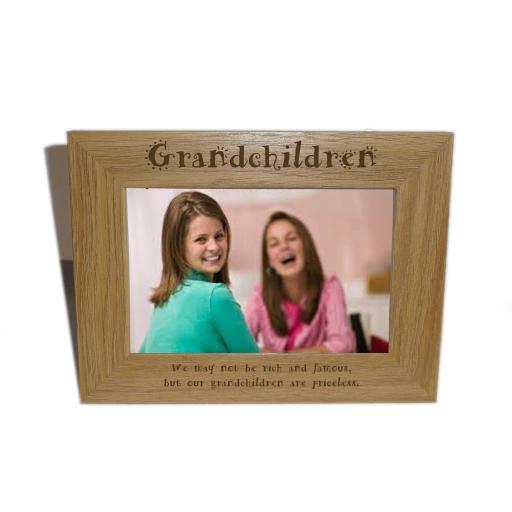 Grandchildren Wooden Photo frame 6 x 4 - Personalise this frame - Free Engraving - Please email glamgifts50@yahoo co uk