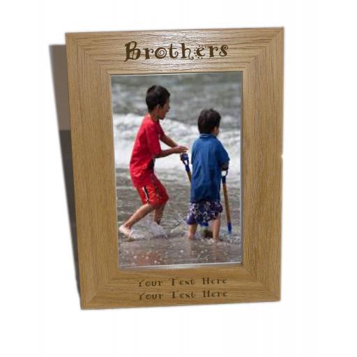 Brothers Wooden Photo Frame 6x8 - Personalise This Frame - Free Engraving - Please email glamgifts50@yahoo co uk