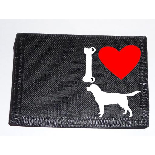 I Love Labrador Dogs on a Black Nylon Wallet, Stunning Birthday, Fathers Day or Christmas Gift