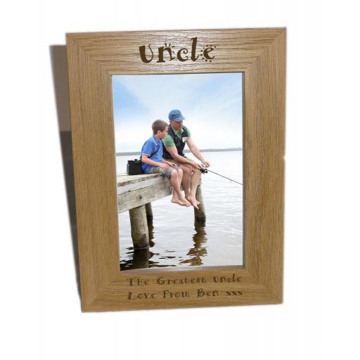 Uncle Wooden Photo Frame 6x8 - Personalise This Frame - Free Engraving - Please email glamgifts50@yahoo co uk