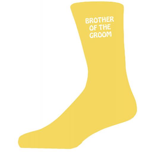 Simple Design Yellow Luxury Cotton Rich Wedding Socks - Brother of the Groom