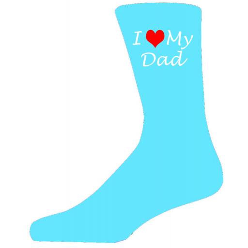 I Love My Dad on Turquoise Socks, Lovely Birthday Gift Adult size UK 6-12 Ideal for a Christmas, birthday or anytime gift