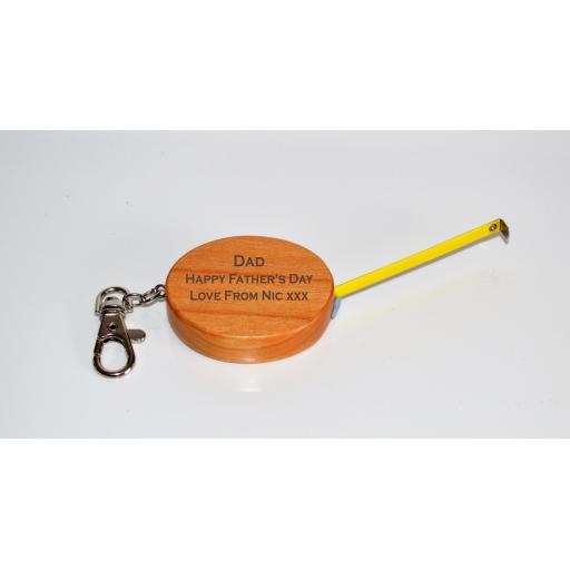 Personalised Wooden Tape Measure Keyring - DIY Gift, Fathers Day Gifts, Grandad