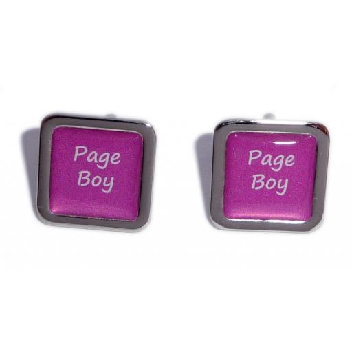 Page Boy Hot Pink Square Wedding Cufflinks