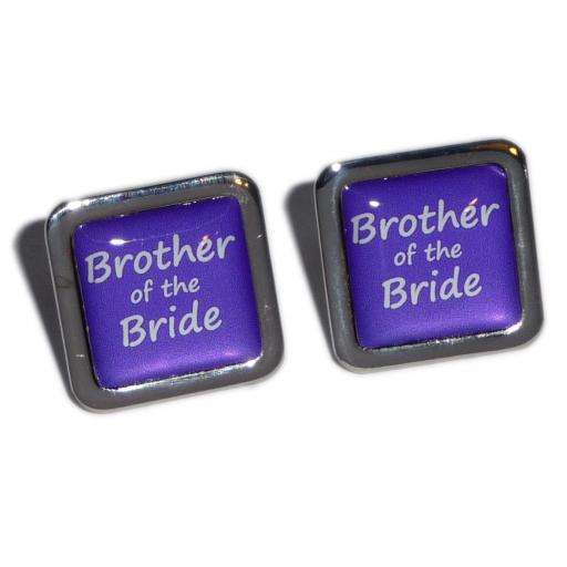 Brother of the Bride Purple Square Wedding Cufflinks