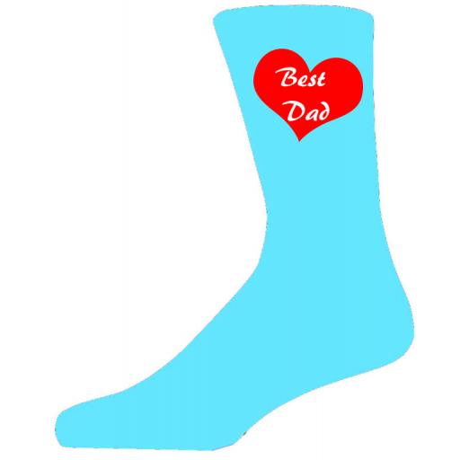 Best Dad in a Red Heart on Turquoise Socks, Lovely Birthday Gift Adult size UK 6-12 Ideal for a Christmas, birthday or anytime gift