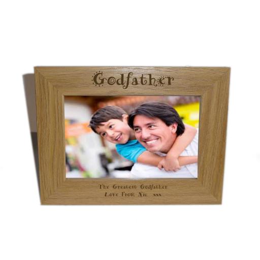 Godfather Wooden Photo frame 6 x 4 - Personalise this frame - Free Engraving - Please email glamgifts50@yahoo co uk