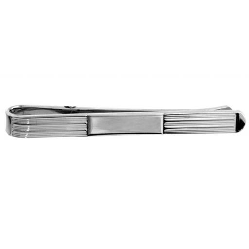 Regency stripe centre space - Rhodium plate Tie Slide A Great High Quality Product