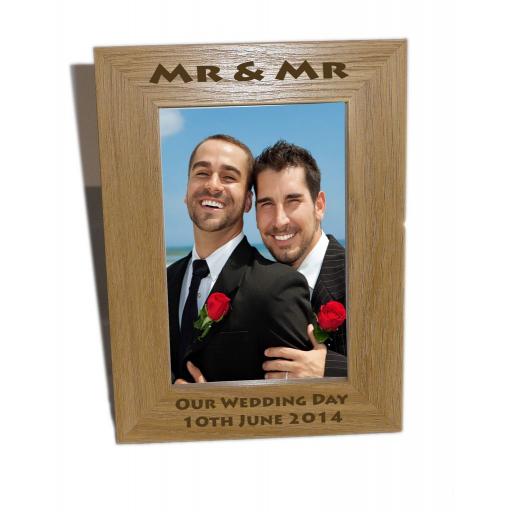 Mr & Mr Wooden Photo Frame 6x8 - Personalise This Frame - Free Engraving - Please email glamgifts50@yahoo co uk