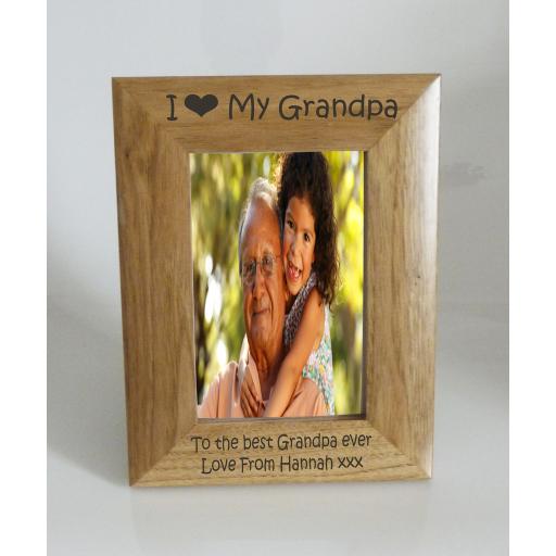 Grandpa Photo Frame 4 x 6 - I heart-Love My Grandpa 4 x 6 Photo Frame - Free Engraving