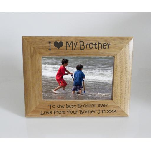 Brother Photo Frame 6 x 4 - I heart-Love My Brother 6 x 4 Photo Frame - Free Engraving