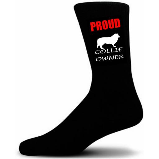 Black PROUD Collie Owner Socks - I love my Dog Novelty Socks
