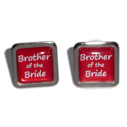 Brother of the Bride Red Square Wedding Cufflinks