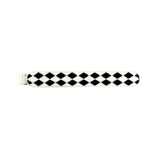 Black/White diamond design - Rhodium plate Tie Slide A Great High Quality Product