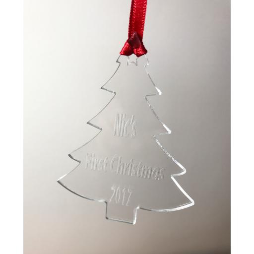 Clear Acrylic Hanging tree - Christmas Tree / Home Decor- Free Personalisation