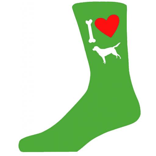 Green Novelty Labrador Socks - I Love My Dog Socks